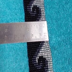 Black and Gray Silver Wave Patterned Beaded Bracelet Small Wrist